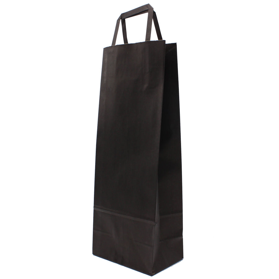 Flat Handle Paper Bags for Bottles - Black