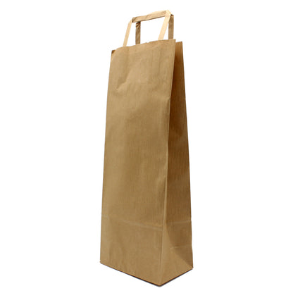Flat Handle Natural Kraft Paper Bags for Bottle - Kraft