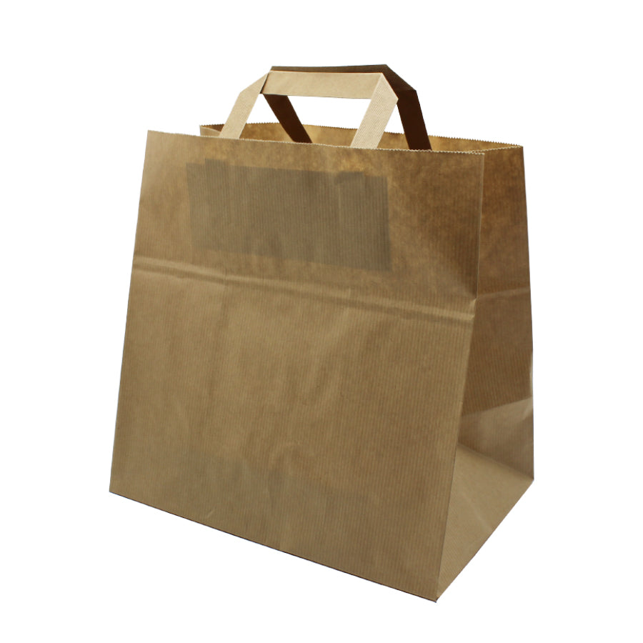 Bolsas Take-Away Asa Plana Kraft Natural - Fondo Ancho - Kraft