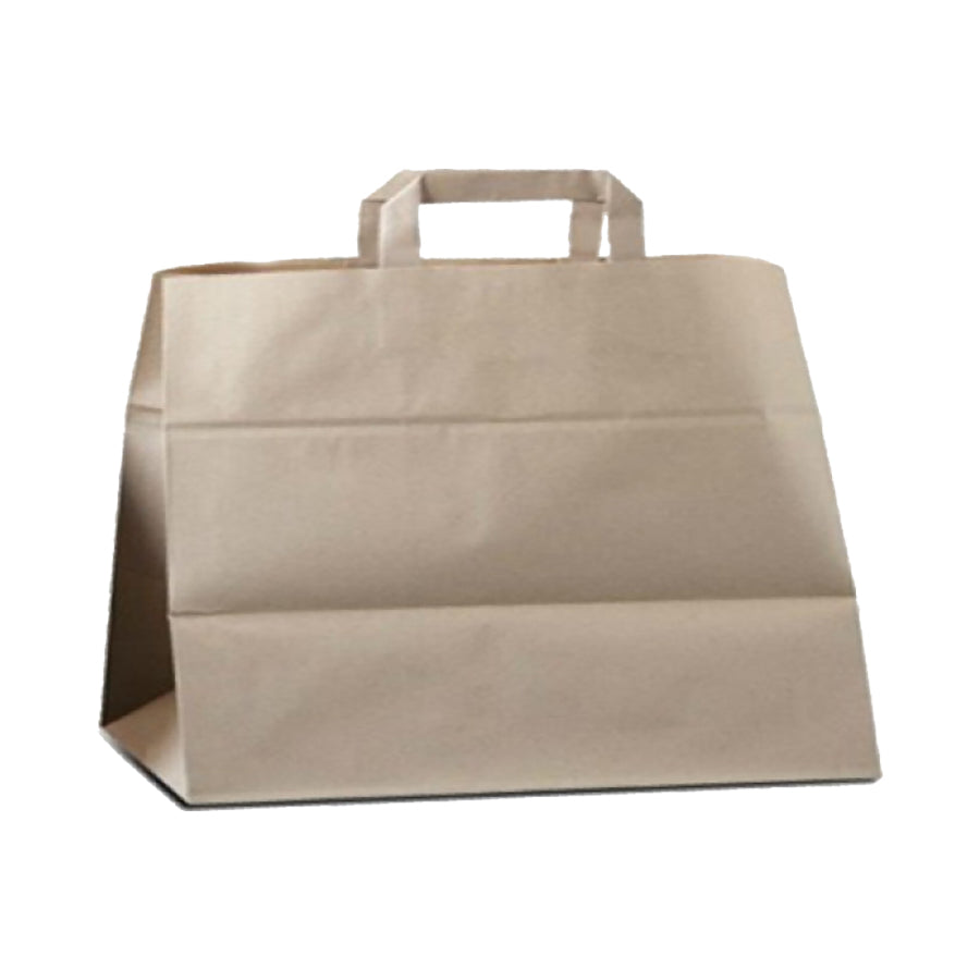 Bolsas Take-Away Asa Plana Kraft Natural - Fondo Ancho - Kraft
