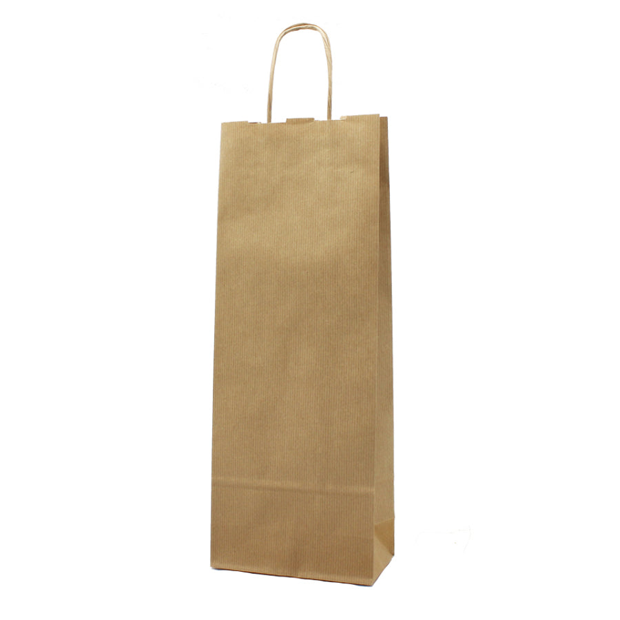 Sacos Asa Torcida Kraft Natural para Garrafas - Kraft
