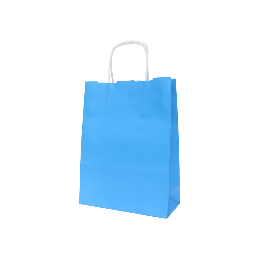 Light Blue Twisted Handle Kraft Bags 90gsm