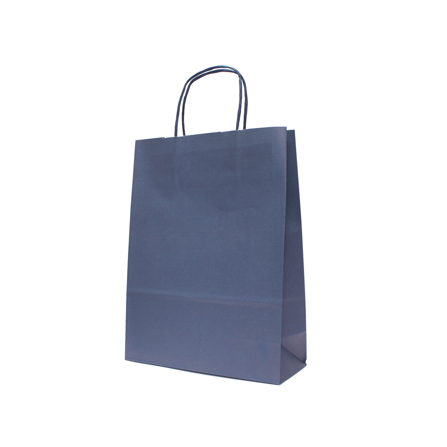 White Kraft Twisted Handle Bags 90gsm - Navy Blue