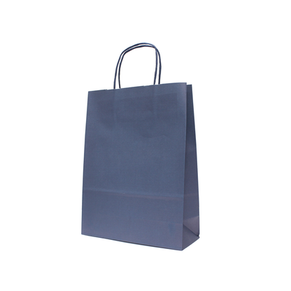 White Kraft Twisted Handle Bags 90gsm - Navy Blue