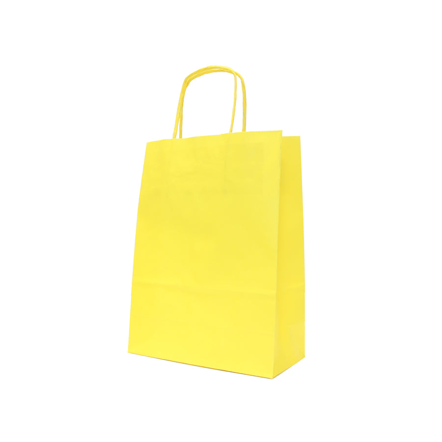 White Kraft Twisted Handle Bags 90g - Yellow