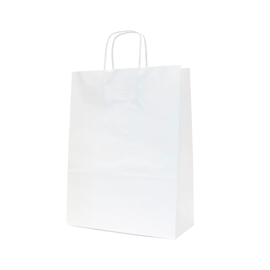 Twisted Handle Kraft White Bags 120gsm - White