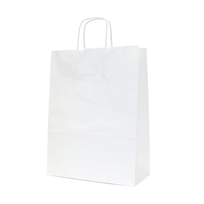Twisted Handle Kraft White Bags 120gsm - White