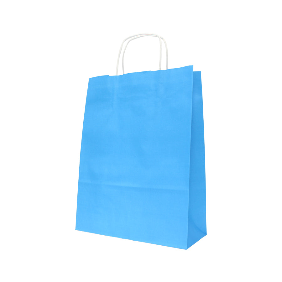 Light Blue Twisted Handle Kraft Bags 90gsm