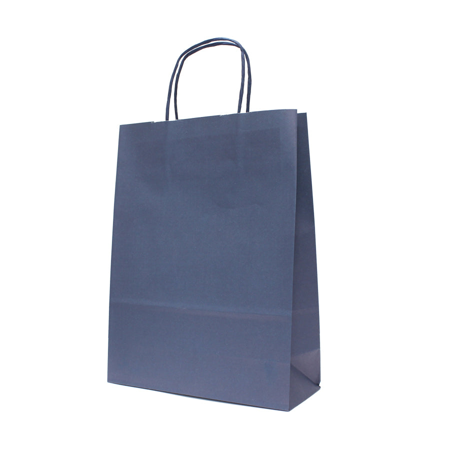 White Kraft Twisted Handle Bags 90gsm - Navy Blue