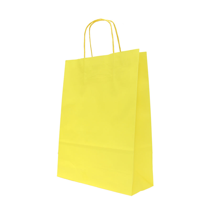 White Kraft Twisted Handle Bags 90g - Yellow