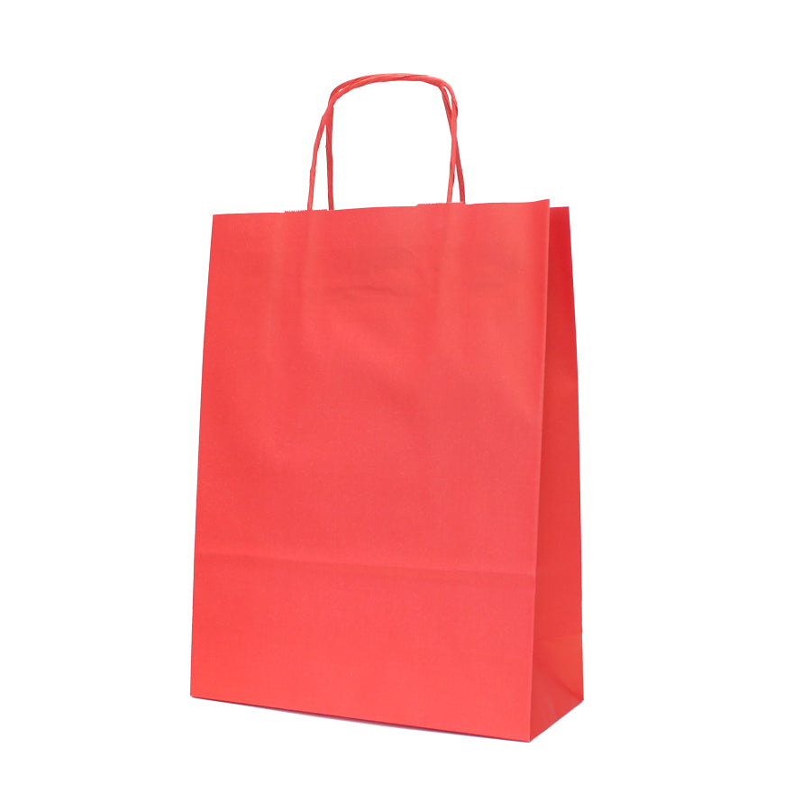 Twisted Handle Kraft White Bags 90g - Red