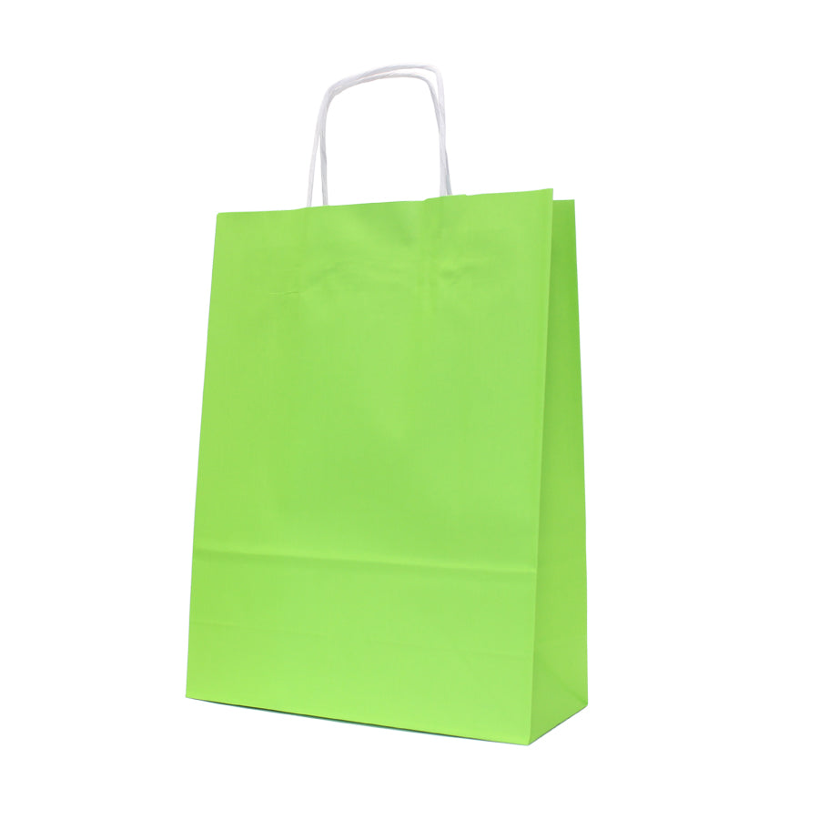 Twisted Handle Kraft White Bags 90g - Lettuce Green