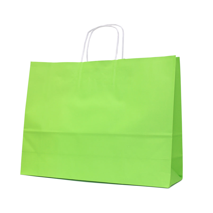 Twisted Handle Kraft White Bags 90g - Lettuce Green