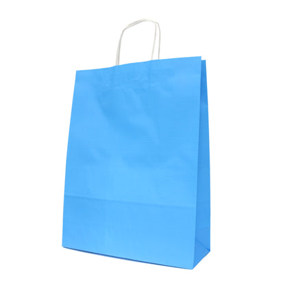 Light Blue Twisted Handle Kraft Bags 90gsm