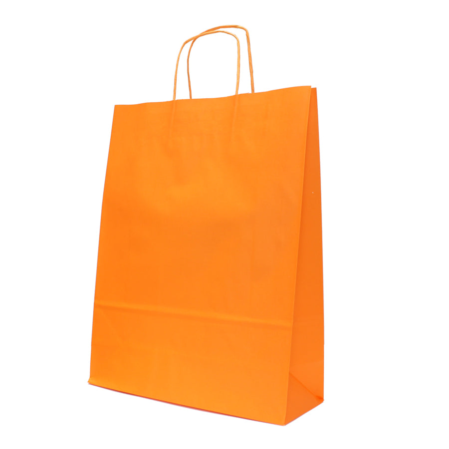 Bolsas de asa retorcida Kraft blanco 90g - Naranja