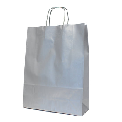 Bolsas de Papel Kraft Blanco Asa Retorcida 90g - Plata