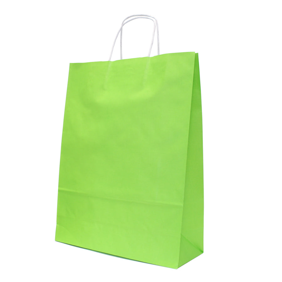 Twisted Handle Kraft White Bags 90g - Lettuce Green