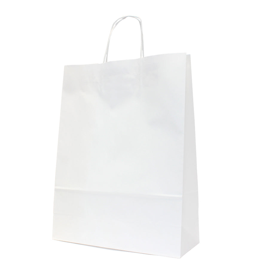 Twisted Handle Kraft White Bags 120gsm - White