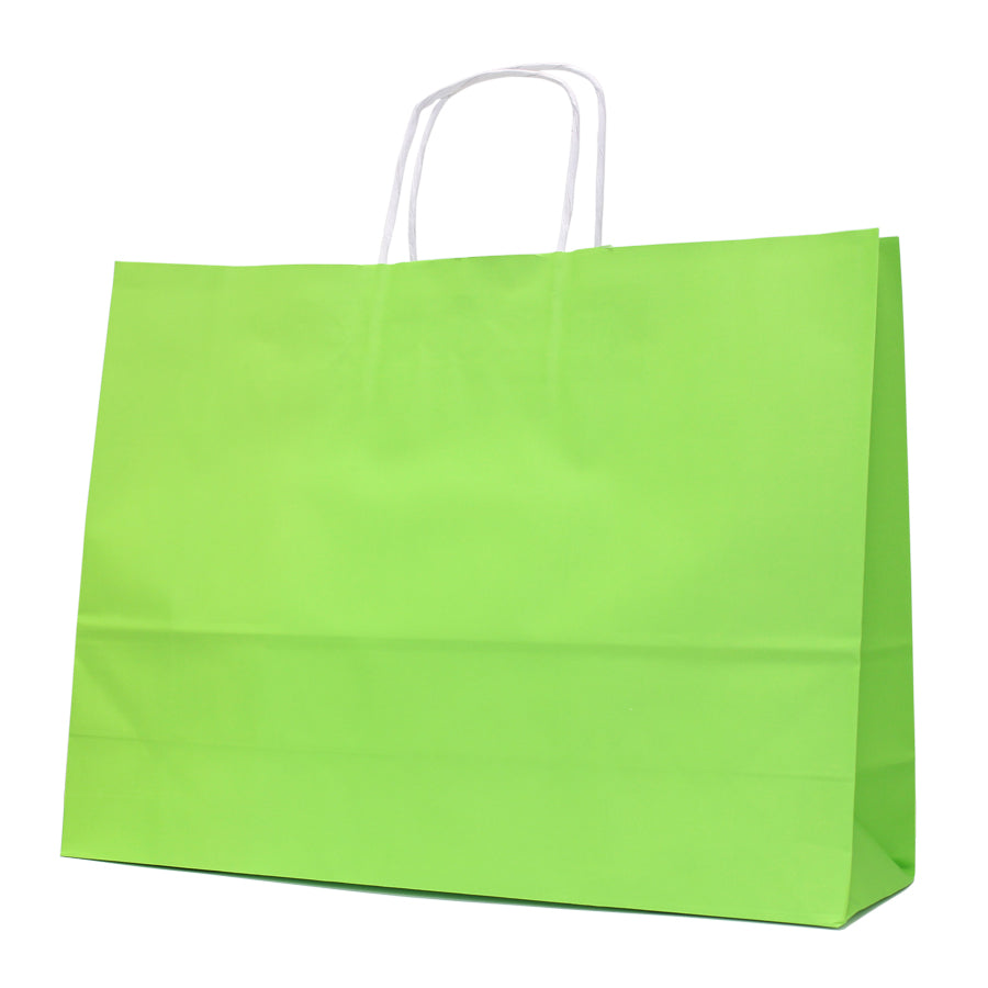 Twisted Handle Kraft White Bags 90g - Lettuce Green