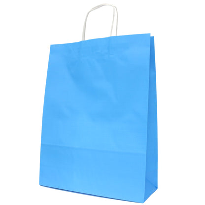 Light Blue Twisted Handle Kraft Bags 90gsm
