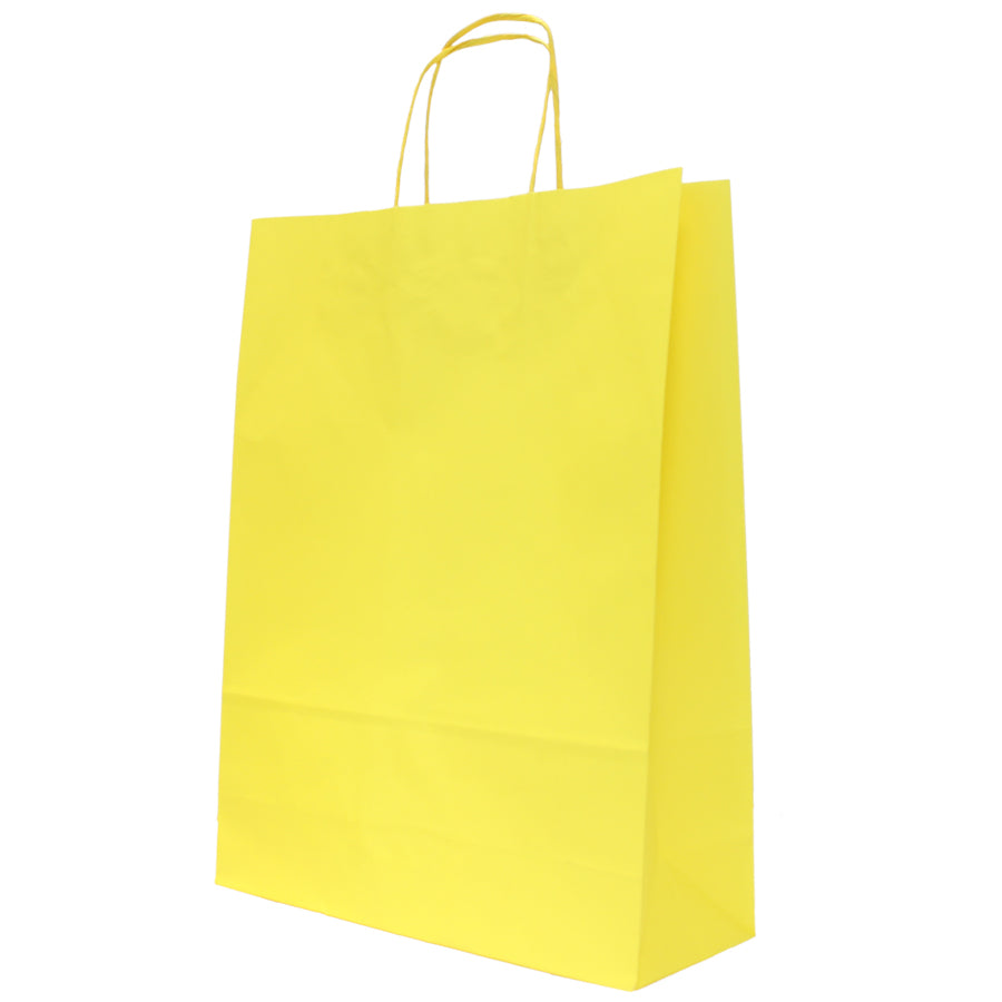 White Kraft Twisted Handle Bags 90g - Yellow
