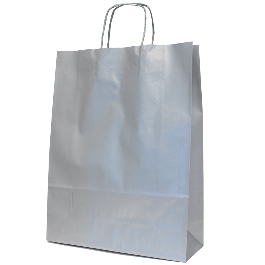 Bolsas de Papel Kraft Blanco Asa Retorcida 90g - Plata