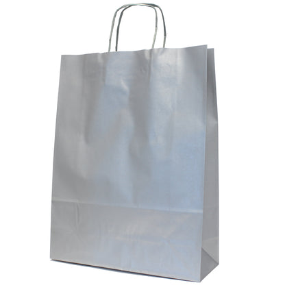Bolsas de Papel Kraft Blanco Asa Retorcida 90g - Plata