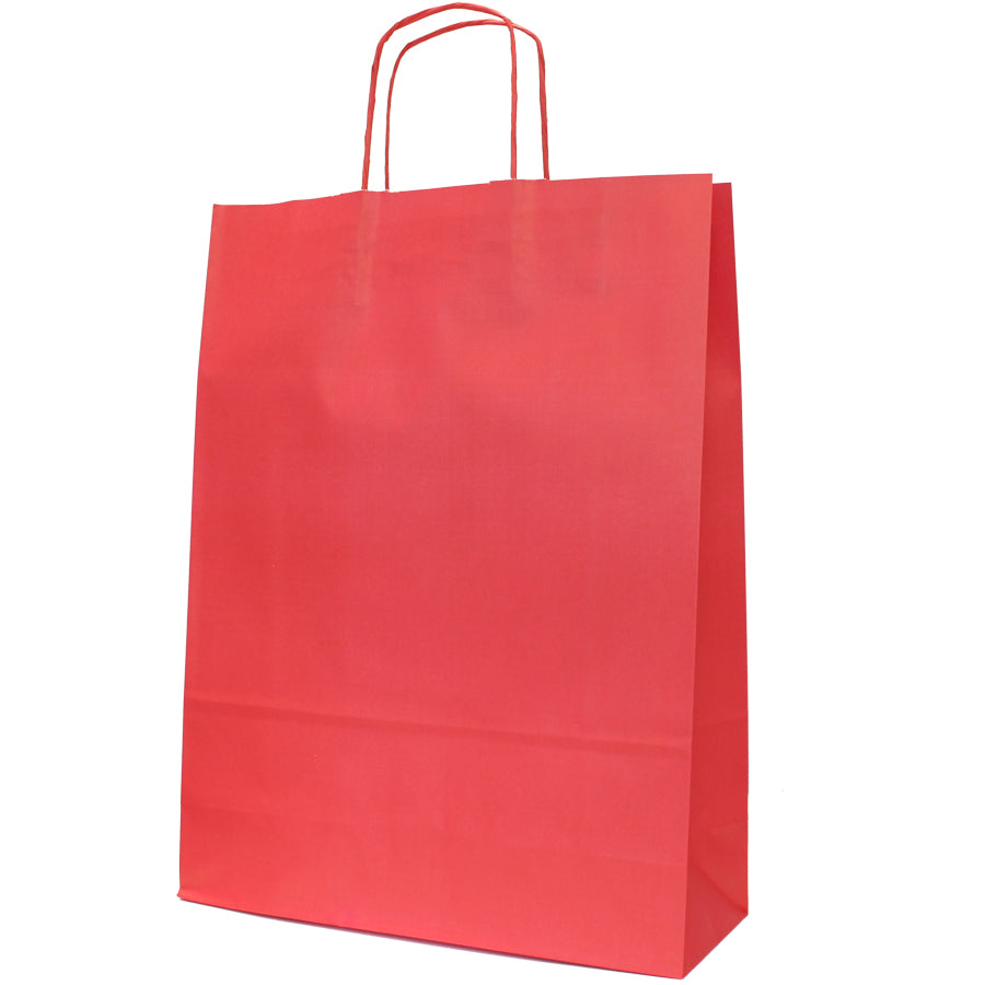 Twisted Handle Kraft White Bags 90g - Red