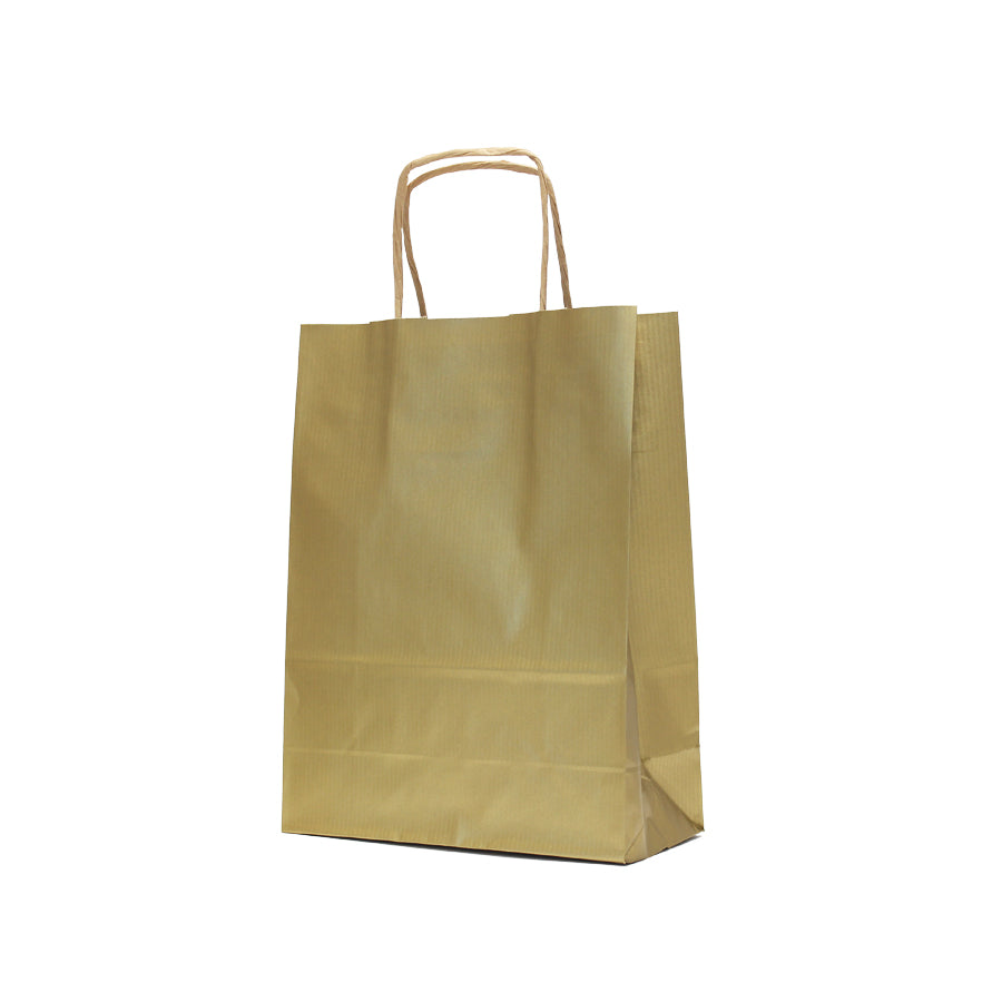 Twisted Handle Kraft Paper Bags Natural 90gsm - Gold
