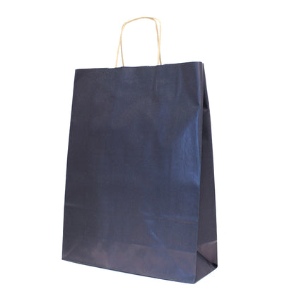 Twisted Handle White Kraft Bags 90g - Dark Blue