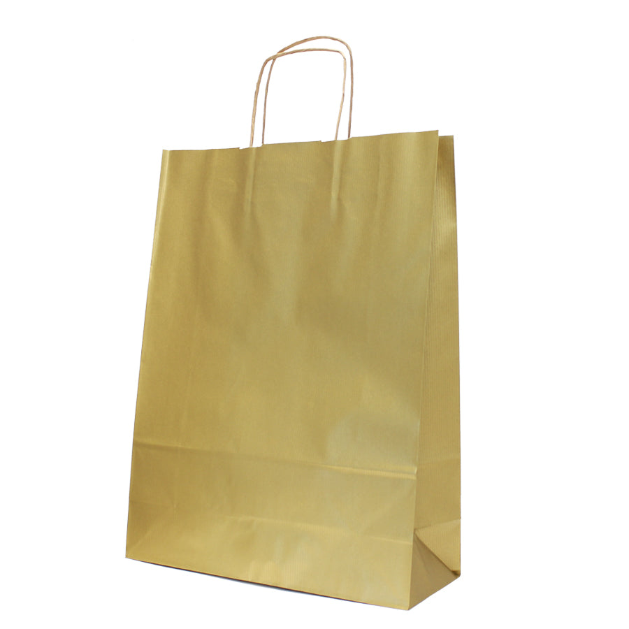 Twisted Handle Kraft Paper Bags Natural 90gsm - Gold