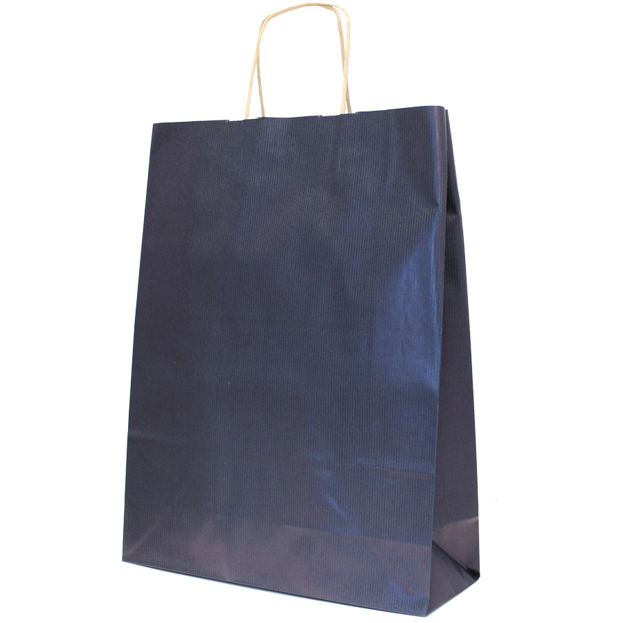 Twisted Handle White Kraft Bags 90g - Dark Blue
