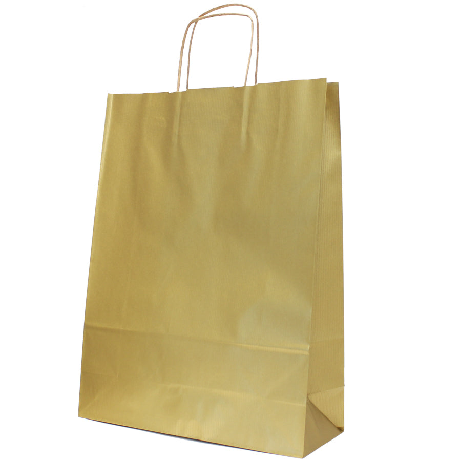 Twisted Handle Kraft Paper Bags Natural 90gsm - Gold
