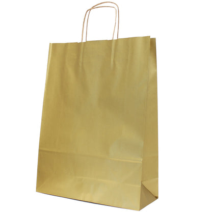 Twisted Handle Kraft Paper Bags Natural 90gsm - Gold