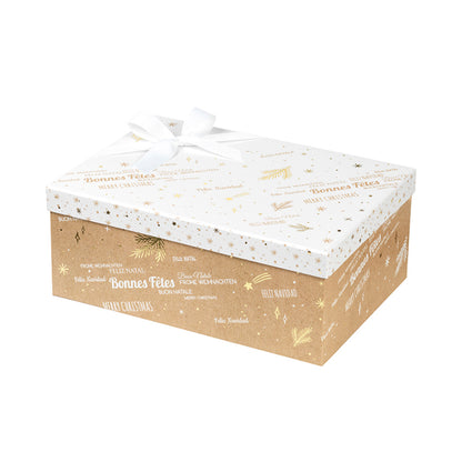 Boxes with Lid and Base - Kraft and White - "Happy Holidays"