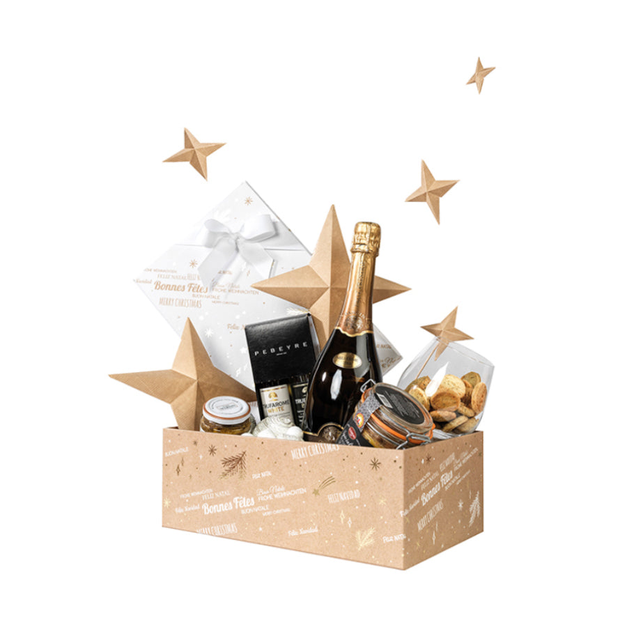 Boxes with Lid and Base - Kraft and White - "Happy Holidays"