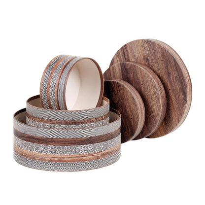 Estuche Redondo con Tapa y Fondo - Marrón - "Madera"