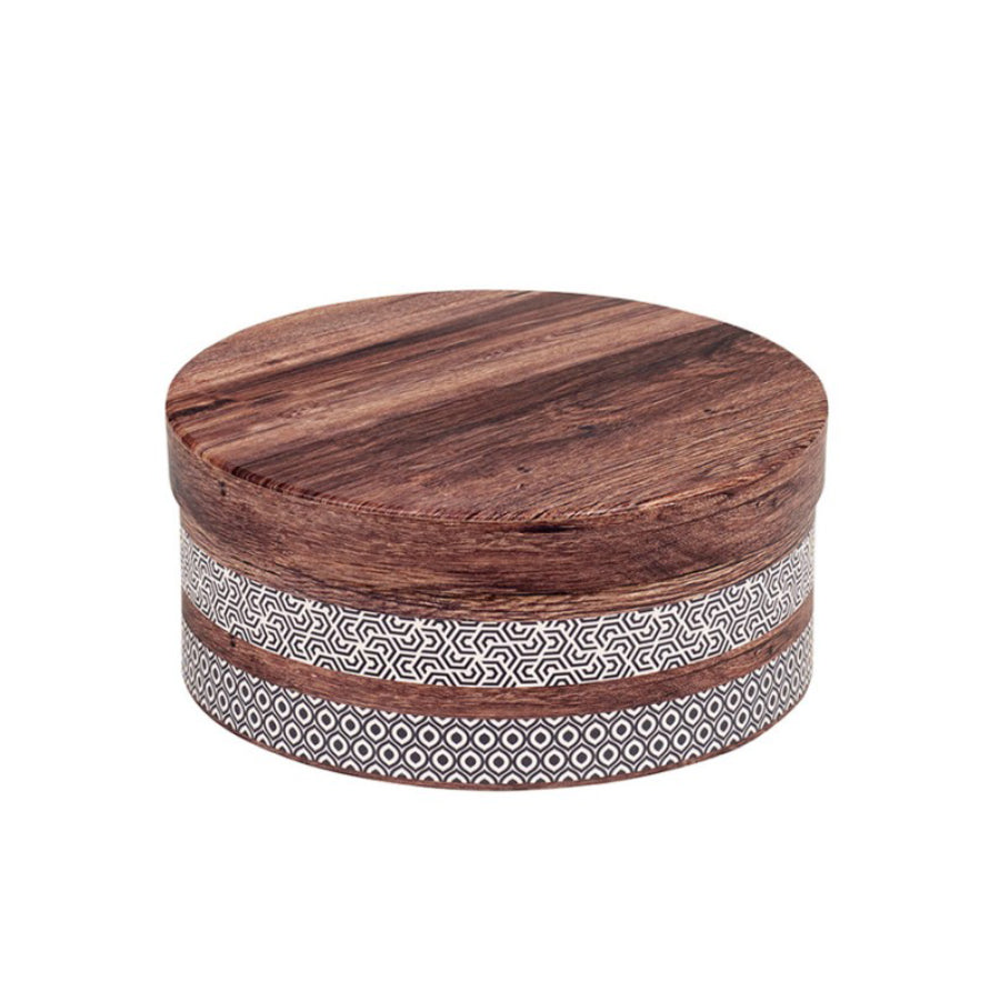 Estuche Redondo con Tapa y Fondo - Marrón - "Madera"