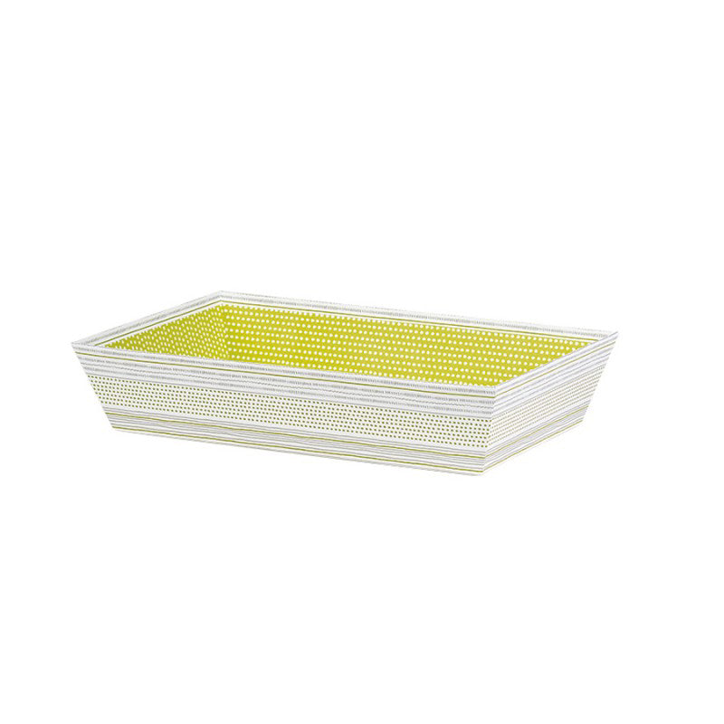 Cesta Rectangular sin Asa - Verde, Gris y Blanco
