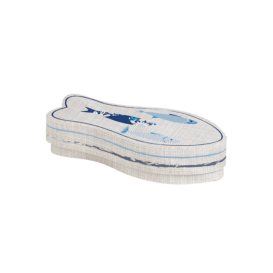Cardboard Fish Box - Blue and White - "Sea"