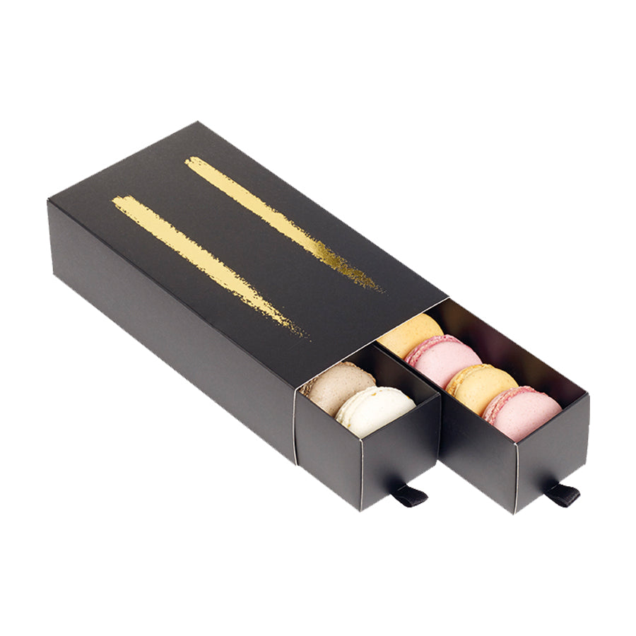Box with Drawers for Macarons - Black/Gold