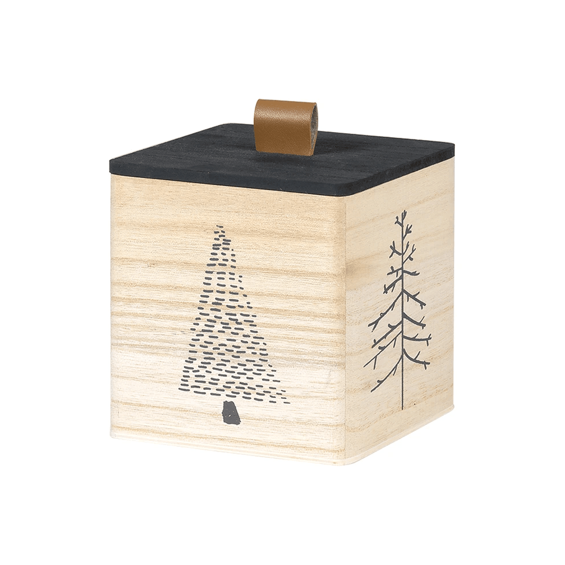 Caja Cuadrada con Tapa - Madera - "Pinos Grises"