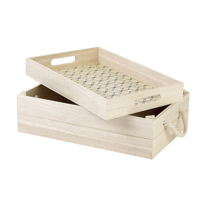 Caja con tapa de bandeja y asa - Madera - "Diseño Negro"