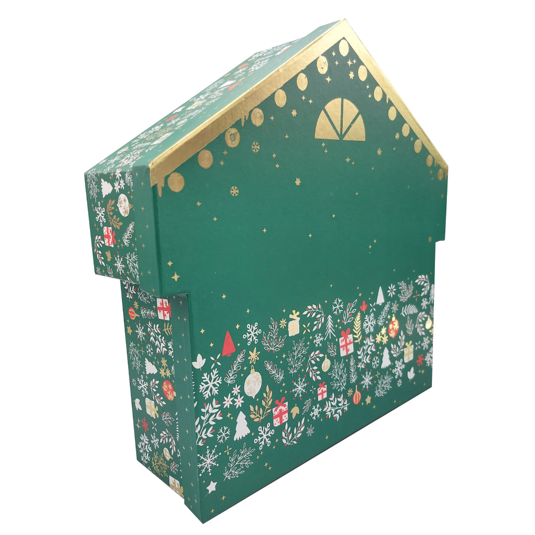 Box with Lid and Base - Multi-colored - "Christmas House"