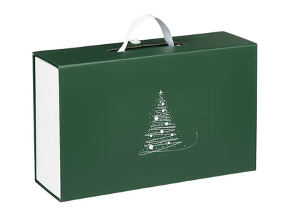 Box with Handle and Magnet - Green - "Pine Tree Printed in White"