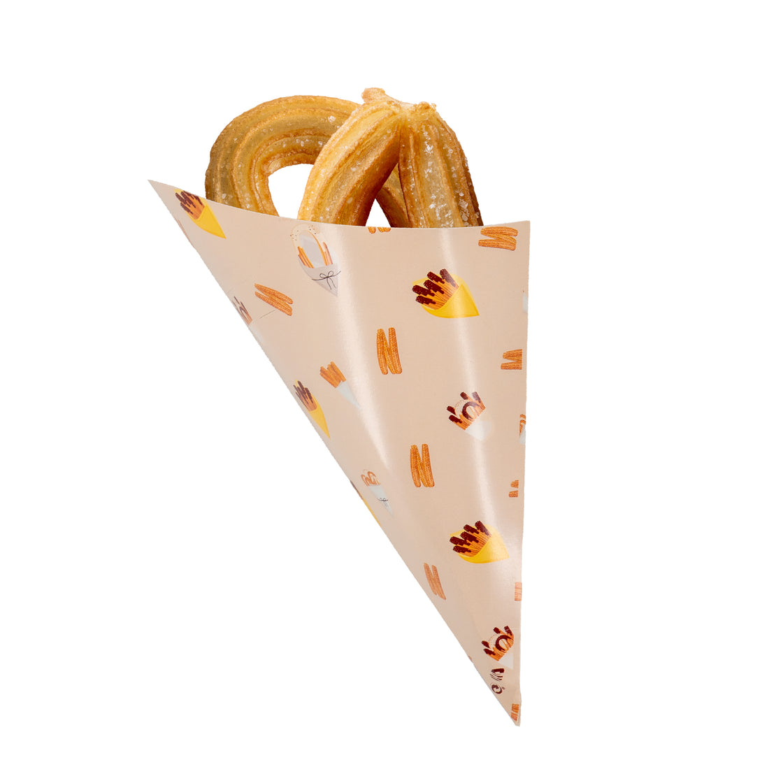 250 g Cardboard Churro Cones - Matte Laminated - "Small Temptations"