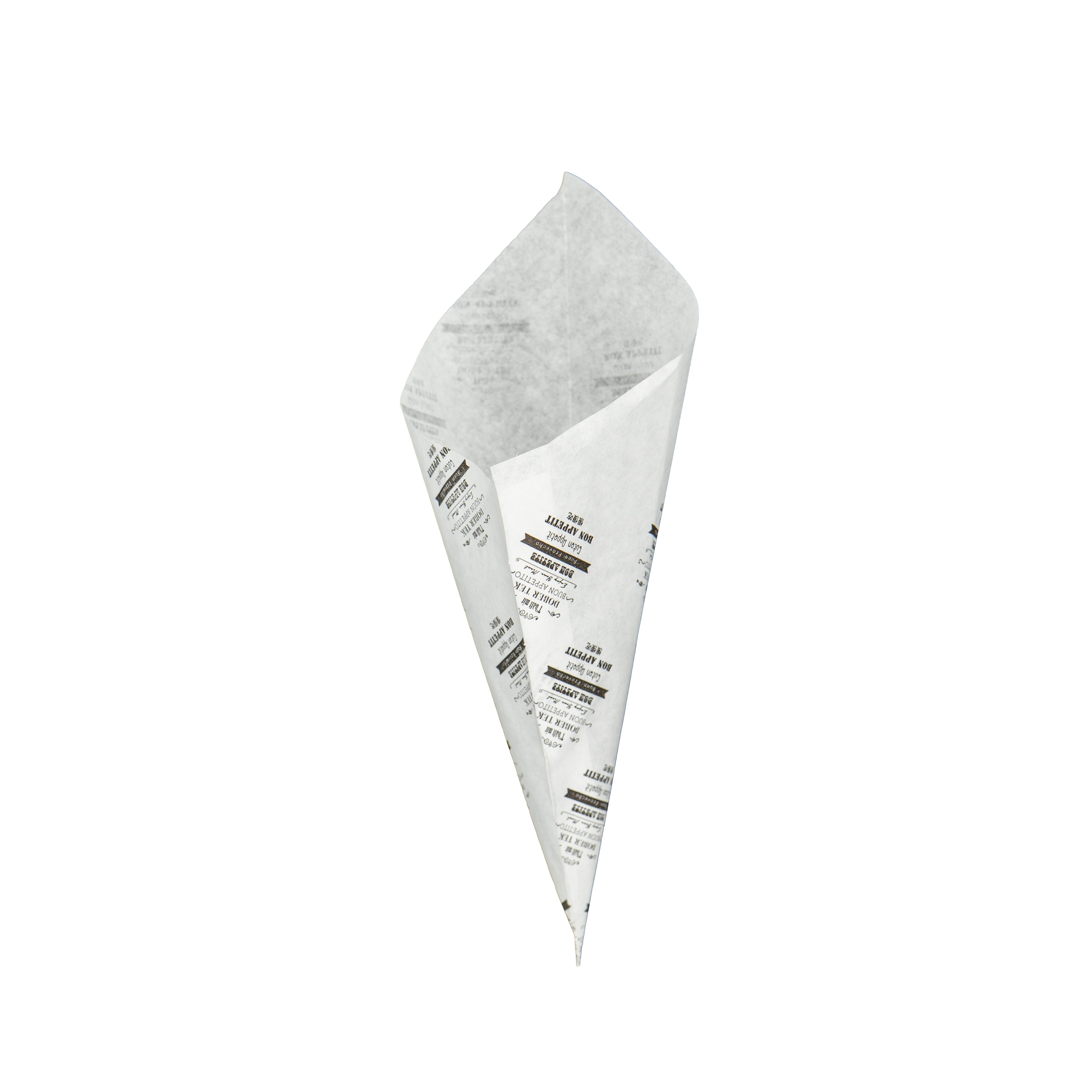 Anti-grease Paper Cone 60g - White and Black - "Bon Appétit"