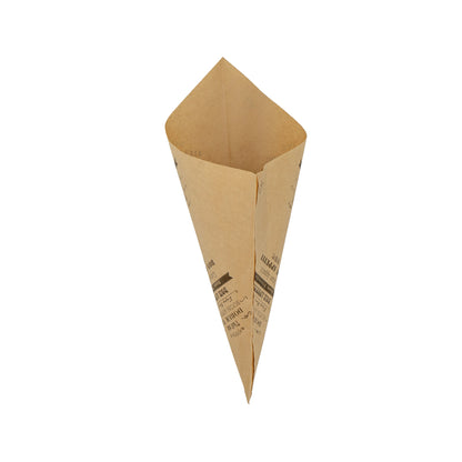 Anti-Grease Paper Cone 60g - Kraft and Black - "Enjoy your meal"