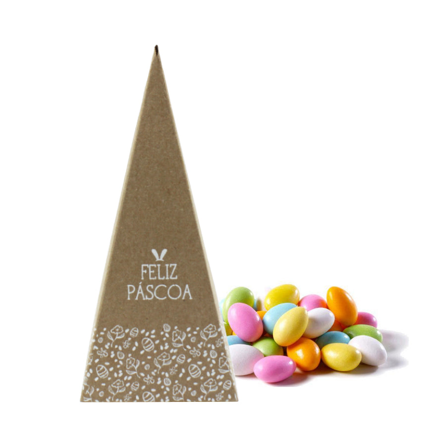 Square Cones 275g - Kraft and White - "Happy Easter"