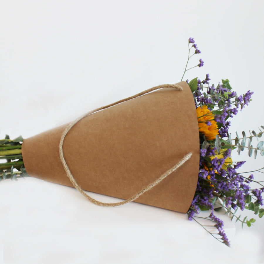 Paper Cones with String for Flowers - Kraft